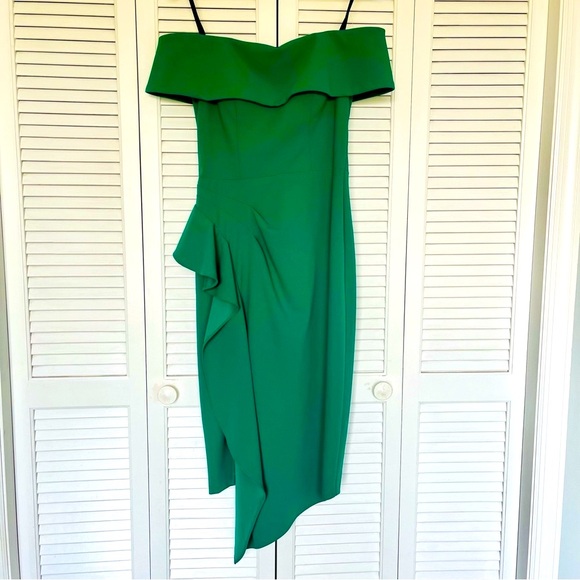 Betsy Adam Green Off-Shoulder Dress - Picture 2 of 10